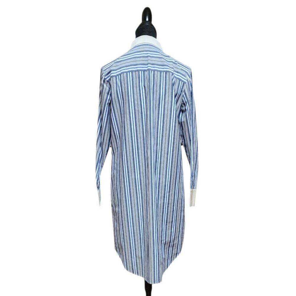 Calvin Klein Womens Size 10 Blue/White Striped Long-Sleeve Button-Up Shirt Dress - Picture 7 of 8